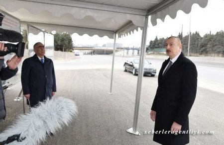 İlham Əliyev Bakı-Sumqayıt yolunun genişləndirilməsi çərçivəsində görülən işlərlə tanış oldu - FOTO