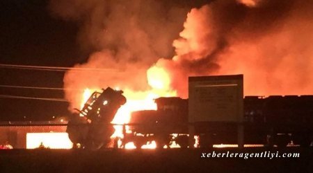 Ağdaşda teplovoz yandı