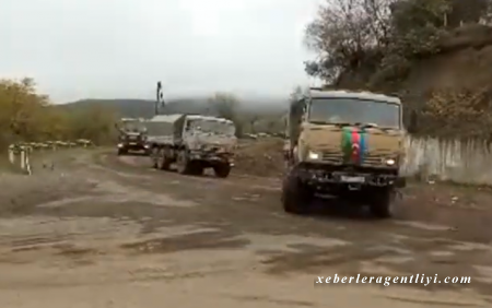 Ordumuzun hərbi korteji Qarabağ ərazisindən belə keçdi - VİDEO