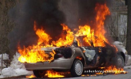 Bakıda maşın yanıb kül oldu