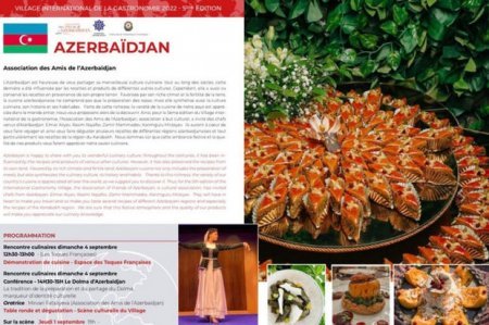 Azərbaycan Parisdə 5-ci beynəlxalq qastronomiya festivalında təmsil olunacaq
