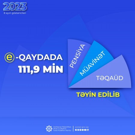Yanvar-avqust aylarında 111,9 min pensiya, müavinət və təqaüd təyinatı e-qaydada aparılıb