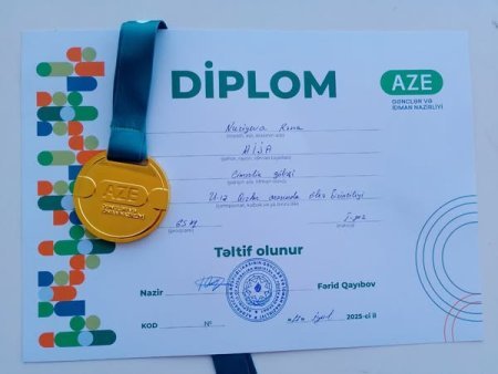 İsmayıllı rayon Kürdmaşı kənd sakini Nuriyeva Rəna qızıl medal qazanıb!