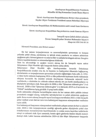 Şəhid ailələri ölkə başçısına müraciət etdilər